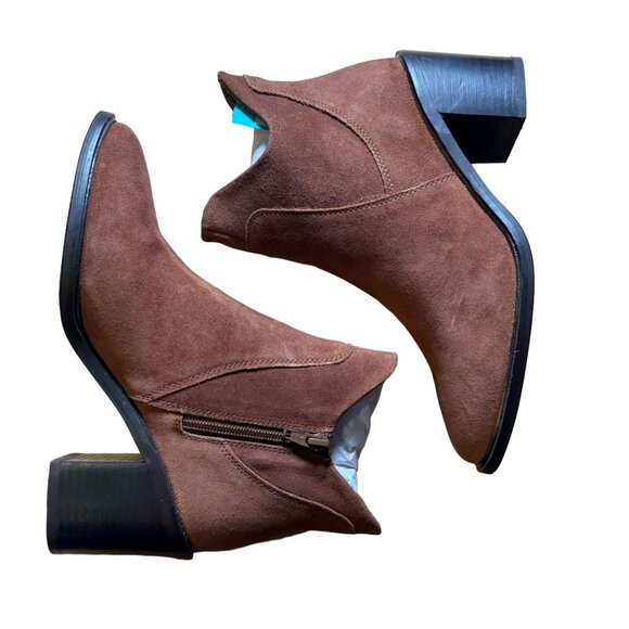 Seychelles Pretty Little Bird Heeled Suede Bootie Women's Size 6 in Cognac NWOB! - Picture 6 of 9